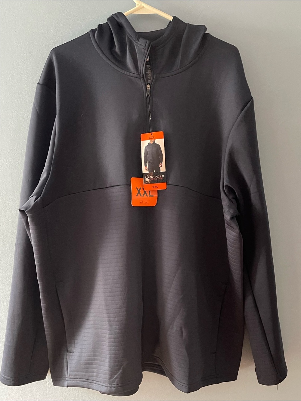 Spyder Men's Black Lightweight Half-Zip Hoodie - Picture 2 of 6